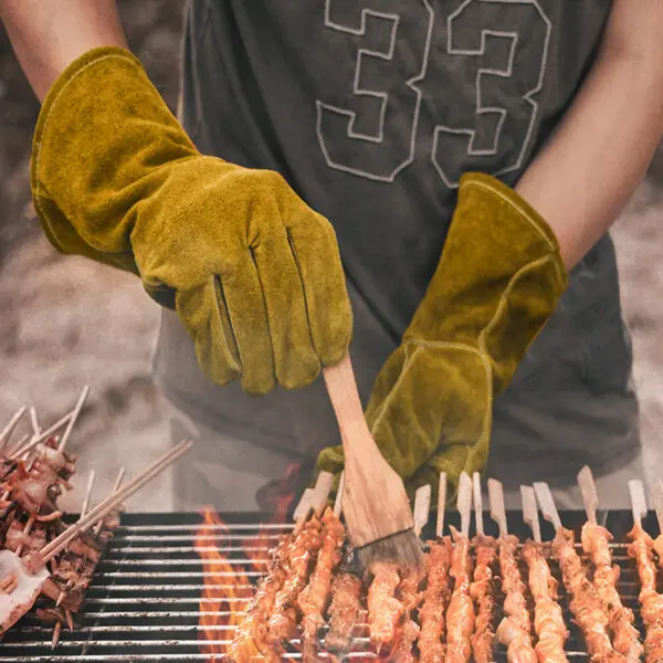 Leather Flame retardant gloves，방염장갑， Welding Gloves Heat Insulation Anti-cut Woodstove Fireplace Barbecue Baking Camping 용접장갑 - Image 3