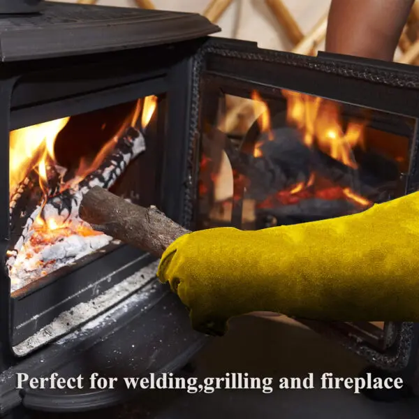Leather Flame retardant gloves，방염장갑， Welding Gloves Heat Insulation Anti-cut Woodstove Fireplace Barbecue Baking Camping 용접장갑 - Image 4