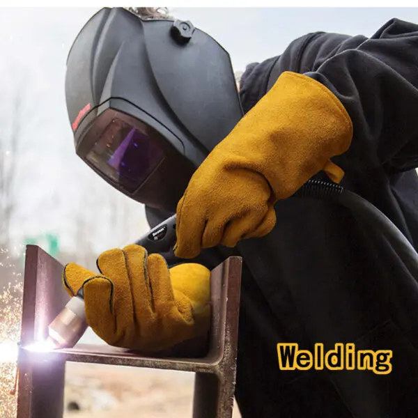 Leather Flame retardant gloves，방염장갑， Welding Gloves Heat Insulation Anti-cut Woodstove Fireplace Barbecue Baking Camping 용접장갑 - Image 5