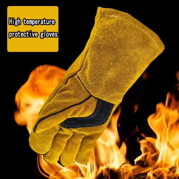 Leather Flame retardant gloves，방염장갑， Welding Gloves Heat Insulation Anti-cut Woodstove Fireplace Barbecue Baking Camping 용접장갑 - Image 6