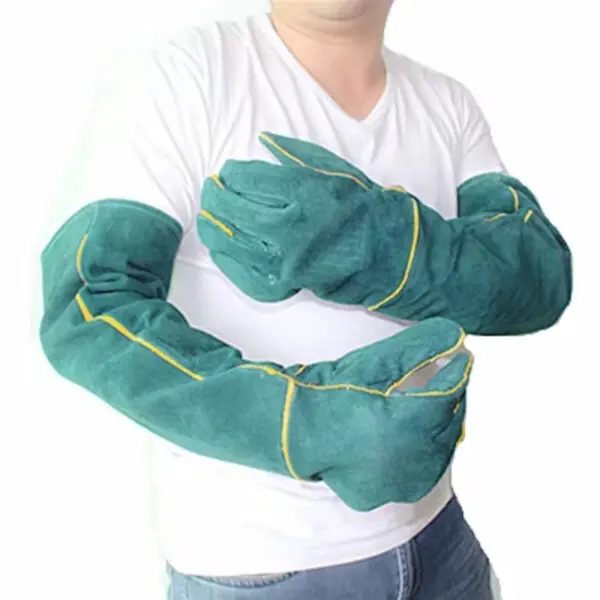 Anti-bite safety bite Gloves for Catch Dog Cat Reptile Animal Ultra Long Leather green Pets Grasping Biting Protective Gloves - Image 2