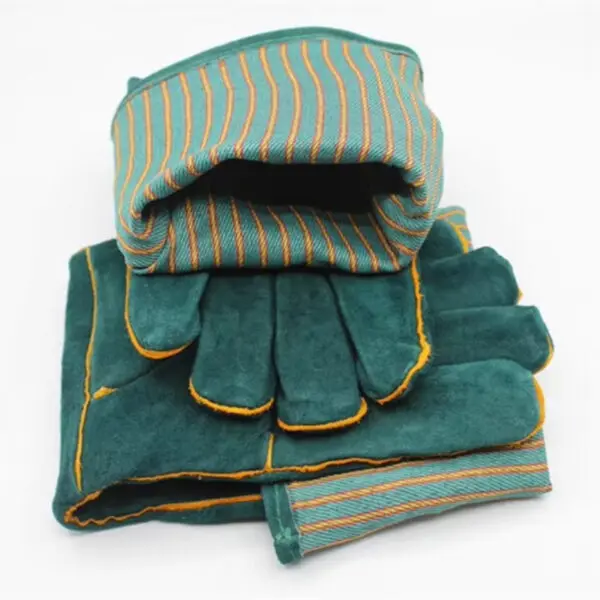 Anti-bite safety bite Gloves for Catch Dog Cat Reptile Animal Ultra Long Leather green Pets Grasping Biting Protective Gloves - Image 5