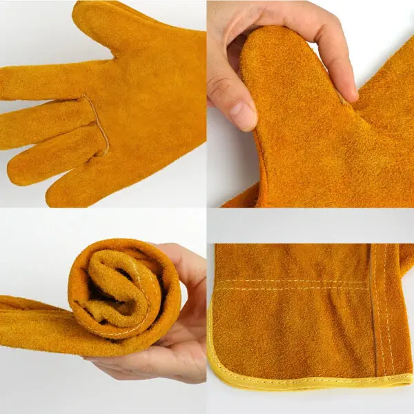 1 Pair Fireproof Durable Sheepskin Leather Welder Gloves for Welding Metal Hand Tools Anti-Heat Work Safety Gloves - Image 4