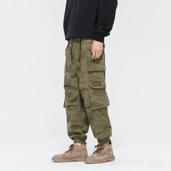 Spring Autumn Harun work trousers men's plus size trend loose drawstring pants sports camouflage trousers 7XL 8XL cargo pants - Image 3