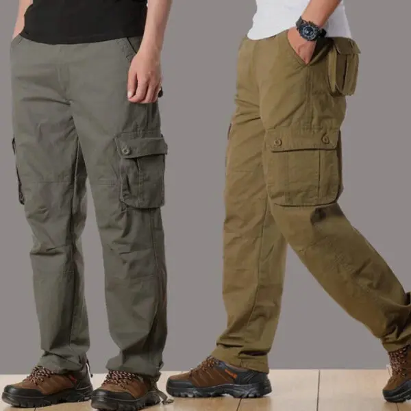 Cargo Pants Men Military Work Overalls Loose Straight Tactical Trousers Multi-Pocket Baggy Casual Cotton Slacks Pants