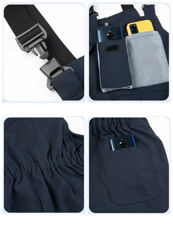 Black Grey Men’s Work Bib Overalls Brace Overall with Pockets Carpenter jumpsuit Work Overall Workwear work dungrees strap pants - Image 4