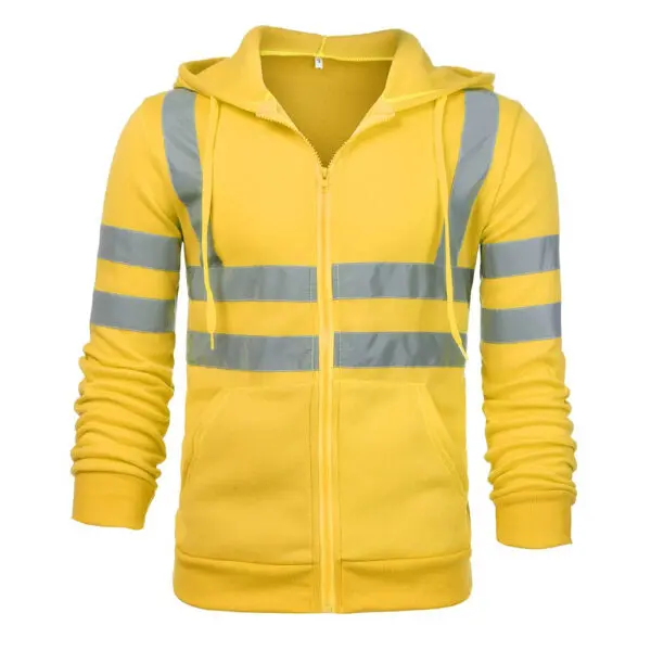 Reflective Strip Workwear Hoodie Jacket With Fleece Unisex Outdoor Sweatshirt For Sanitation Workers - Image 5