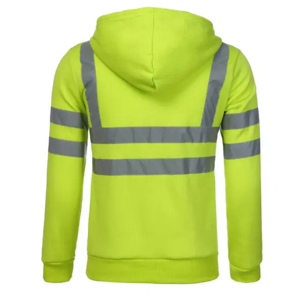 Reflective Strip Workwear Hoodie Jacket With Fleece Unisex Outdoor Sweatshirt For Sanitation Workers - Image 6