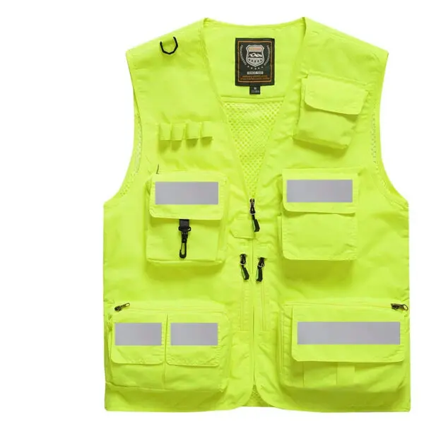 Reflective Safety Vest with Multiple Pockets Emergency Rescue Workwear Printed Embroidered Logo Loose Fit Thin Outerwear Vest - Image 2