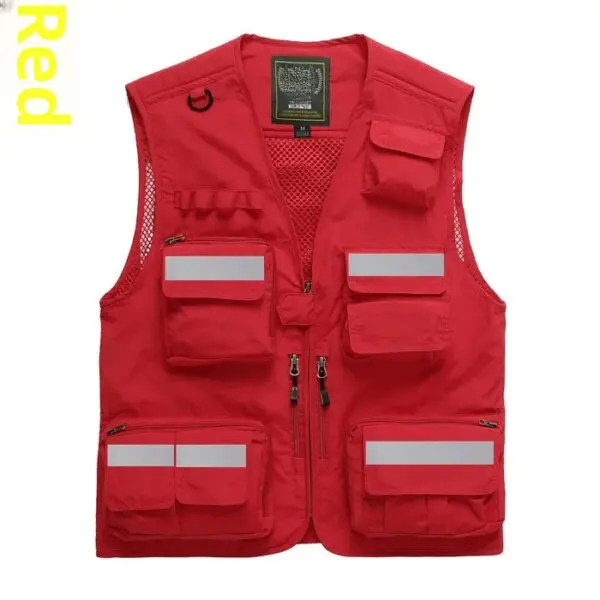 Reflective Safety Vest with Multiple Pockets Emergency Rescue Workwear Printed Embroidered Logo Loose Fit Thin Outerwear Vest - Image 3