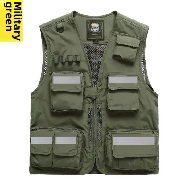 Reflective Safety Vest with Multiple Pockets Emergency Rescue Workwear Printed Embroidered Logo Loose Fit Thin Outerwear Vest - Image 6