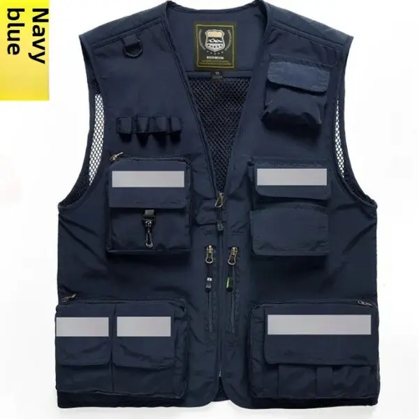 Reflective Safety Vest with Multiple Pockets Emergency Rescue Workwear Printed Embroidered Logo Loose Fit Thin Outerwear Vest - Image 11