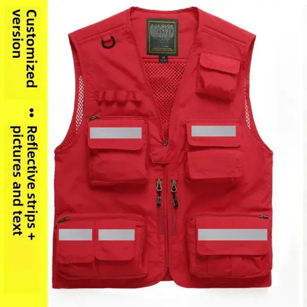 Reflective Safety Vest with Multiple Pockets Emergency Rescue Workwear Printed Embroidered Logo Loose Fit Thin Outerwear Vest - Image 14