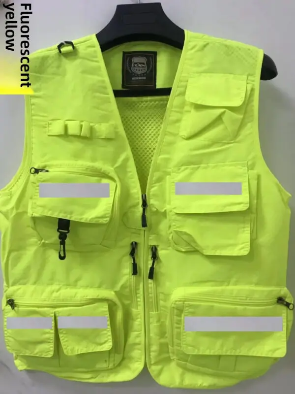 Reflective Safety Vest with Multiple Pockets Emergency Rescue Workwear Printed Embroidered Logo Loose Fit Thin Outerwear Vest - Image 15