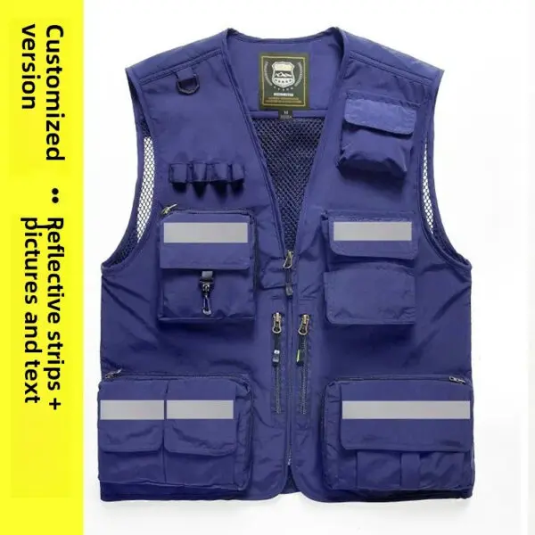 Reflective Safety Vest with Multiple Pockets Emergency Rescue Workwear Printed Embroidered Logo Loose Fit Thin Outerwear Vest - Image 16