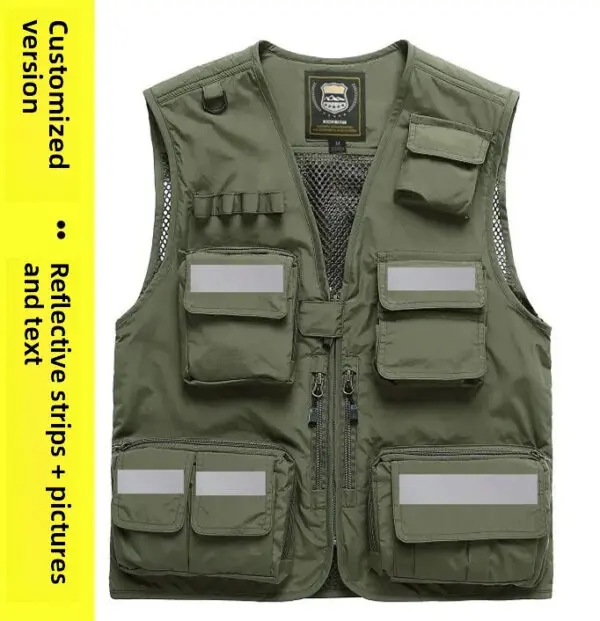 Reflective Safety Vest with Multiple Pockets Emergency Rescue Workwear Printed Embroidered Logo Loose Fit Thin Outerwear Vest - Image 19