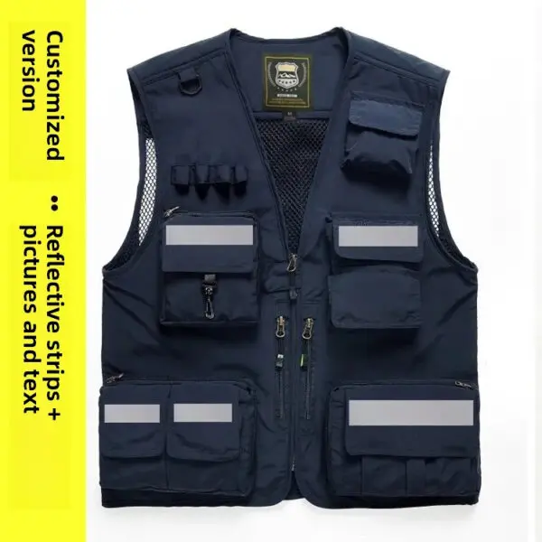 Reflective Safety Vest with Multiple Pockets Emergency Rescue Workwear Printed Embroidered Logo Loose Fit Thin Outerwear Vest - Image 20