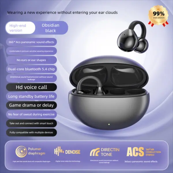 CEKACA Clip-On Large Power Ultra-Long Life Battery Noise Reduction Wireless Headphones - Image 6
