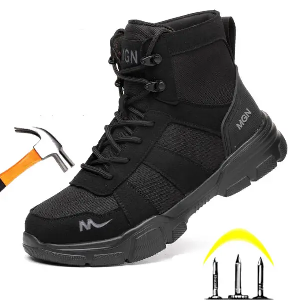 Work Safety Shoes Men CE Certified Steel Toe Safety Shoes Non Slip Lightweight Steel Toe Anti-Slip Women's Protection Work Boots