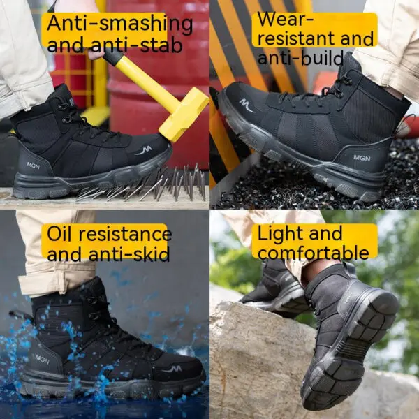 Work Safety Shoes Men CE Certified Steel Toe Safety Shoes Non Slip Lightweight Steel Toe Anti-Slip Women's Protection Work Boots - Image 3