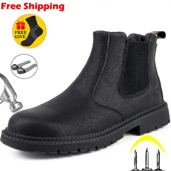 Waterproof Work & Safety Boots Men Leather Boots Indestructible Male Work Shoes Men Winter Boots Safety Shoes Men Steel Toe Shoe - Image 2