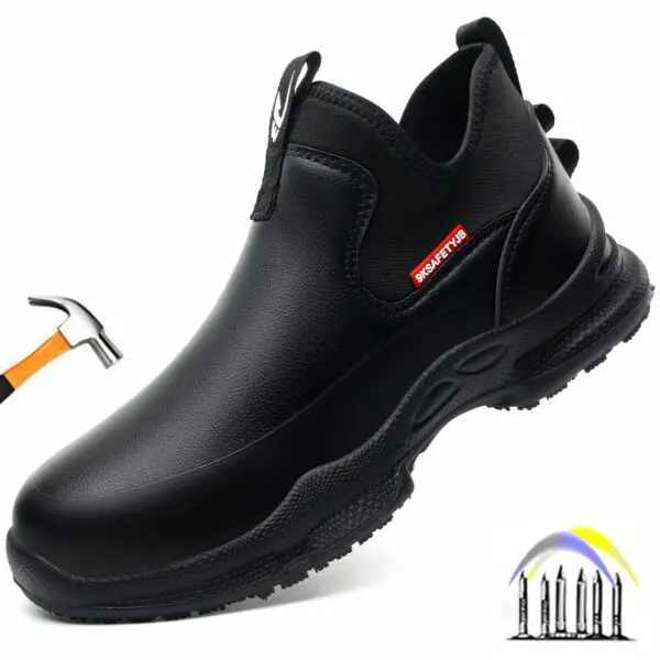 anti-skid kitchen work shoes non slip work waterproof boots lightweight Safety shoes for men chef work shoes leather sneakers