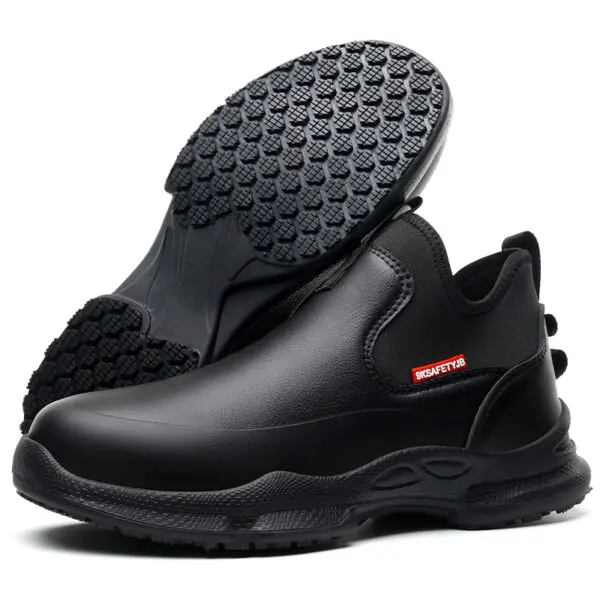 anti-skid kitchen work shoes non slip work waterproof boots lightweight Safety shoes for men chef work shoes leather sneakers - Image 2