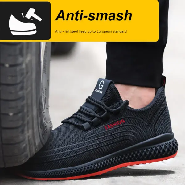 Manlegu Air Mesh Steel Toe Work Shoes Breathable Working Shoes Women Man Safety Shoes Lightweight Puncture-Proof Safety Boots - Image 3