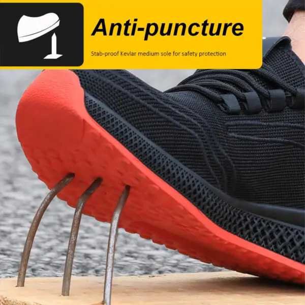 Manlegu Air Mesh Steel Toe Work Shoes Breathable Working Shoes Women Man Safety Shoes Lightweight Puncture-Proof Safety Boots - Image 4