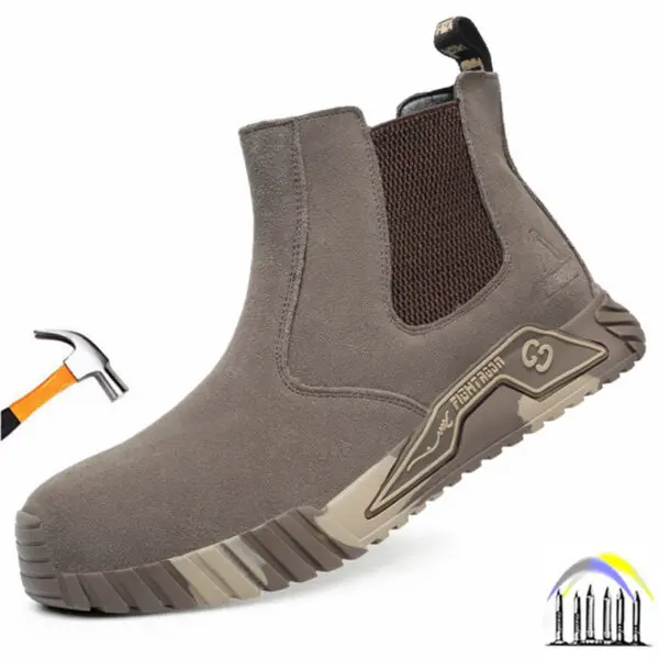lightweight safety shoes with steel toe caps anti-scalding suede slip-on work shoes sneakers no laces work boots with protection