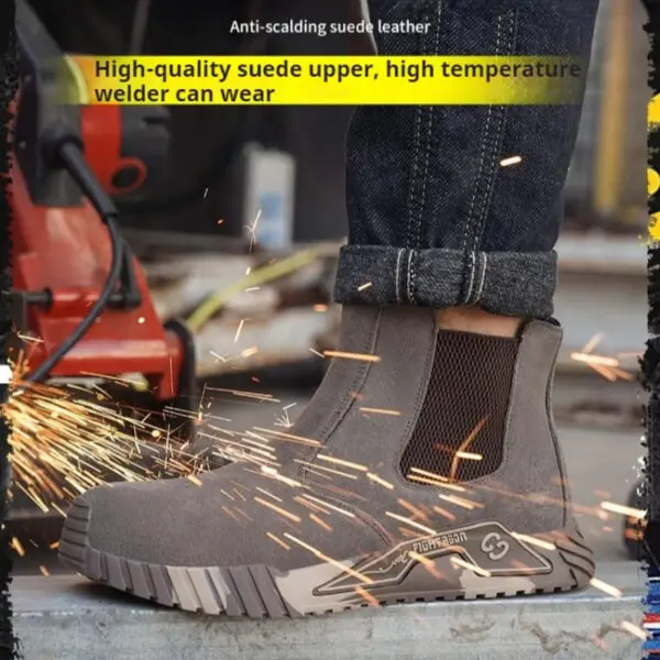 lightweight safety shoes with steel toe caps anti-scalding suede slip-on work shoes sneakers no laces work boots with protection - Image 5