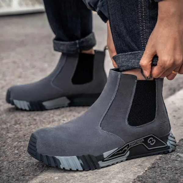 lightweight safety shoes with steel toe caps anti-scalding suede slip-on work shoes sneakers no laces work boots with protection - Image 6