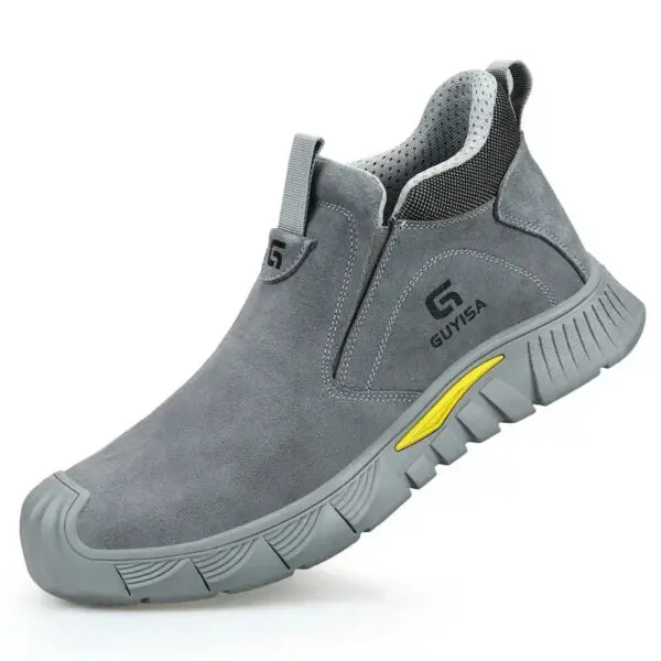Safety Work Shoes Men's Boots Anti-smash Anti-puncture Steel Head Slip-on Suede Leather Safety The Four Work Seasons Shoes Men - Image 7