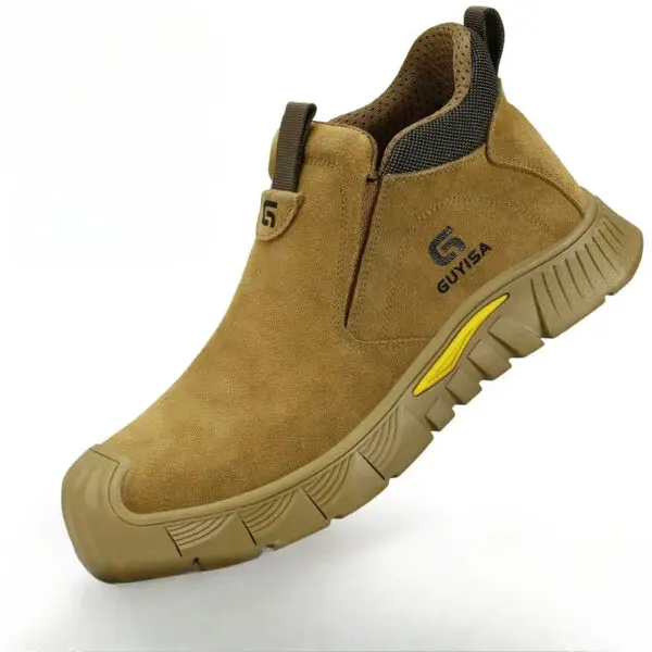 Safety Work Shoes Men's Boots Anti-smash Anti-puncture Steel Head Slip-on Suede Leather Safety The Four Work Seasons Shoes Men - Image 8