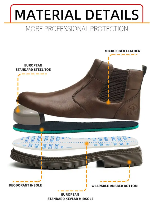 Work Safety Boots Men Indestructible Steel Toe Cap Leather Boots Construction Security Protective Men Safety Shoes Footwear - Image 4
