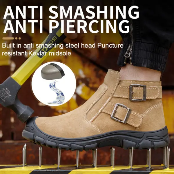 Men Work Safety Boots Indestructible Welder Shoes Steel Toe Work Shoes Anti smashing Security Protective Men Safety Shoes - Image 2