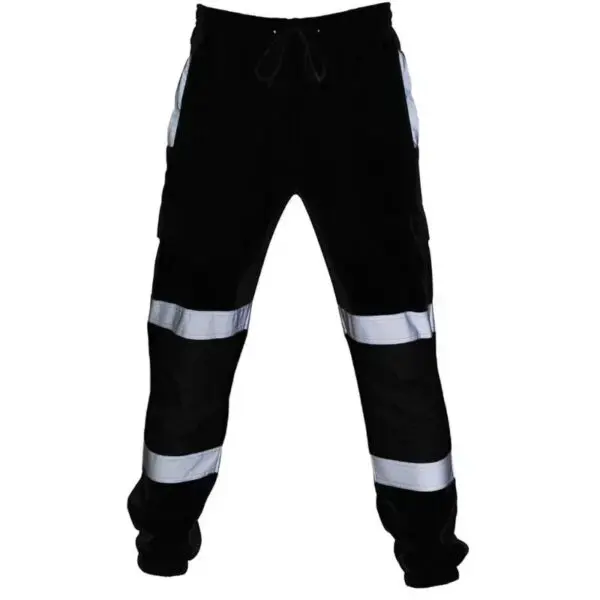 Mens High Visibility Work Cargo Pants Drawstring Casual Pockets Safe Reflective Construction Elastic Waist Trousers Joggers - Image 7