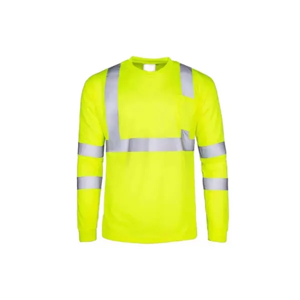 Construction site workwear breathable quick drying cotton T-shirt Outdoor safety construction workwear reflective strip T-shirt - Image 2