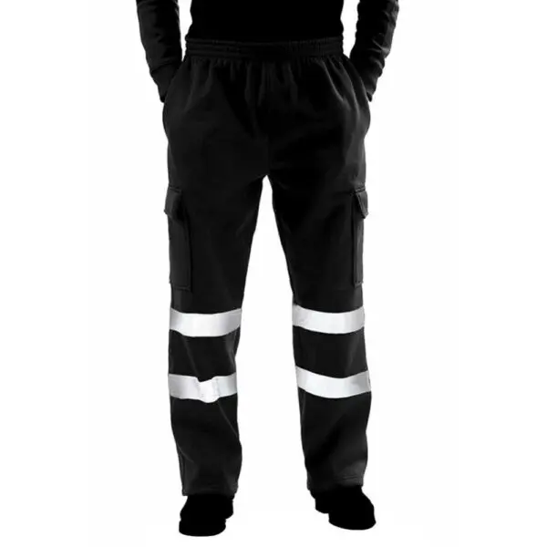 Fleece Men Work Pants Reflective Strips Warming Safety Pants Outdoor Mens Work Uniform Bottoms Safety Sweatpants Running Pants - Image 3
