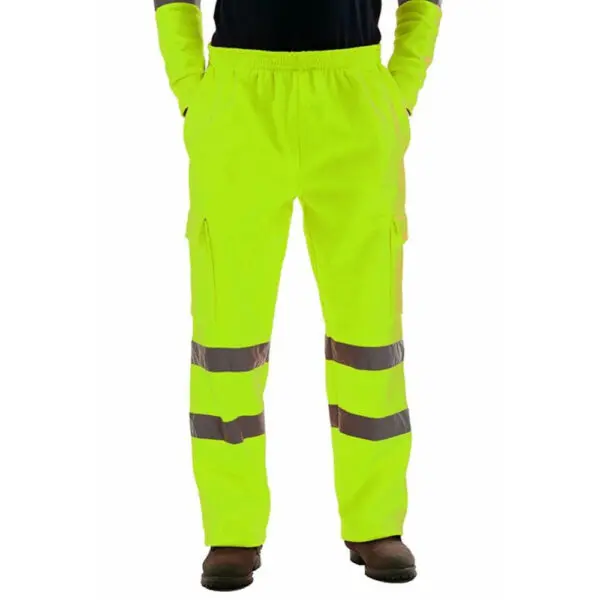 Fleece Men Work Pants Reflective Strips Warming Safety Pants Outdoor Mens Work Uniform Bottoms Safety Sweatpants Running Pants - Image 4