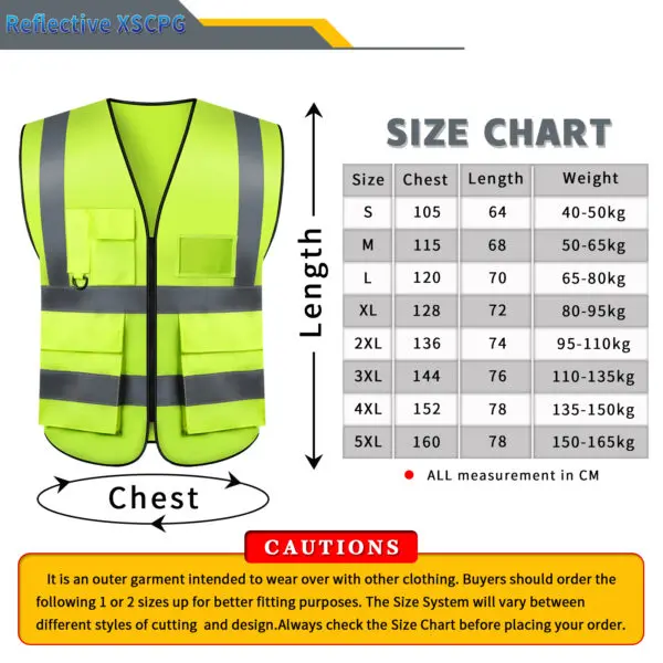 S-5XL Custom LOGO Safety Vest with Pockets and Zipper High Visibility Construction Vest Workwear - Image 5