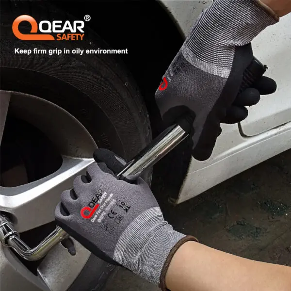 QEAR SAFETY General Purpose Micro Sandy Nitrile Rubber Palm Coated Work Gloves, Abrasion, Grip, Breathable Anti-hand-fatigue - Image 3