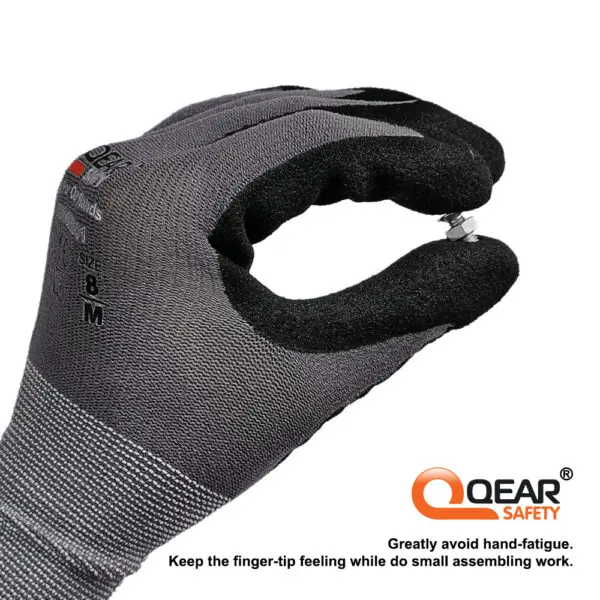 QEAR SAFETY General Purpose Micro Sandy Nitrile Rubber Palm Coated Work Gloves, Abrasion, Grip, Breathable Anti-hand-fatigue - Image 4