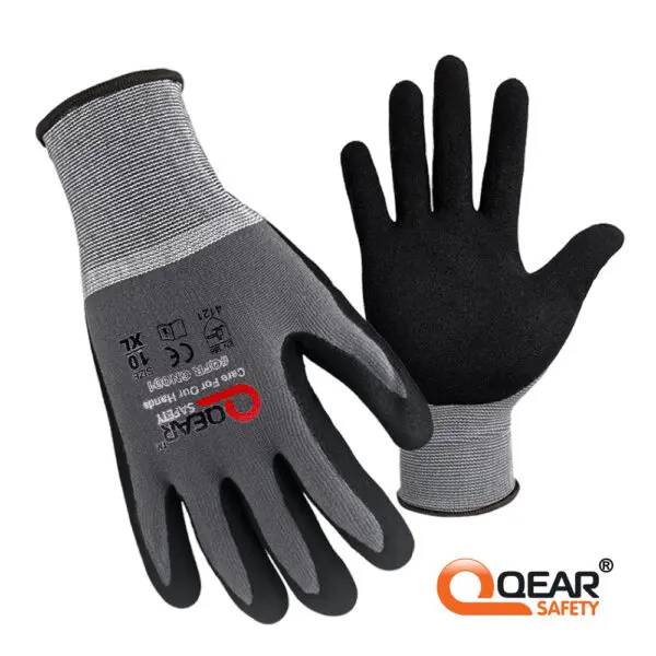 QEAR SAFETY General Purpose Micro Sandy Nitrile Rubber Palm Coated Work Gloves, Abrasion, Grip, Breathable Anti-hand-fatigue - Image 6