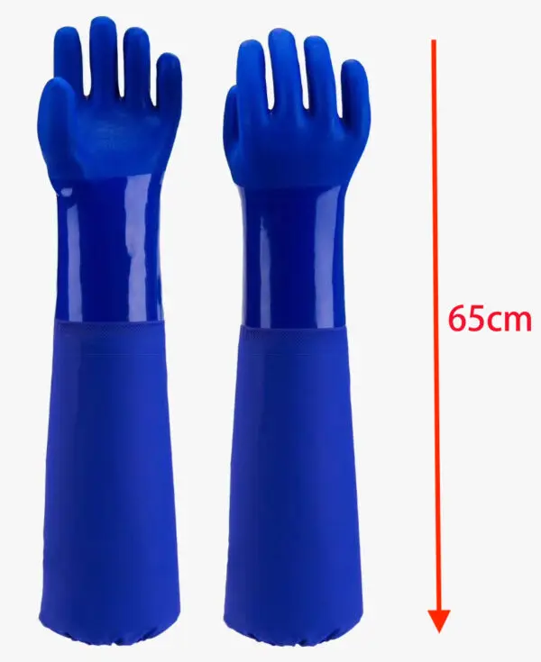 PVC Chemical Resistant Work Gloves Oil Proof Waterproof 65CM Long Cuff Anti Acid Base Household Fishing Safety Wear