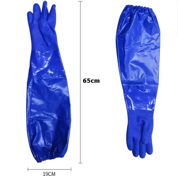 PVC Chemical Resistant Work Gloves Oil Proof Waterproof 65CM Long Cuff Anti Acid Base Household Fishing Safety Wear - Image 2
