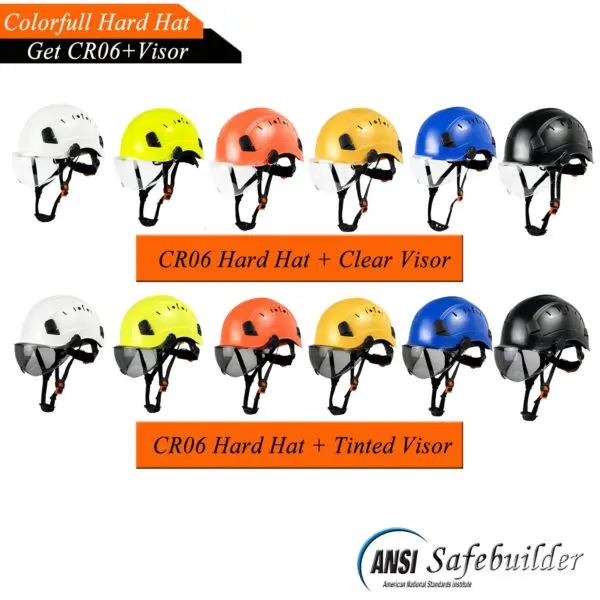 CE Construction Safety Helmet With Goggles Visor ABS Hard Hat ANSI Industrial Work Head Protection Rescue - Image 3