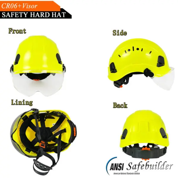CE Construction Safety Helmet With Goggles Visor ABS Hard Hat ANSI Industrial Work Head Protection Rescue - Image 4