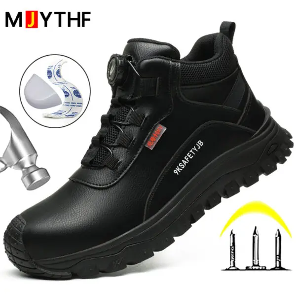 Rotating Button Indestructible Shoes Safety Boots Men Steel Toe work Boots Waterproof Non-slip Puncture-Proof Protective Shoes - Image 2