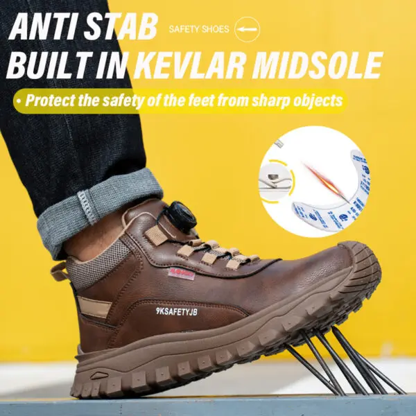 Rotating Button Indestructible Shoes Safety Boots Men Steel Toe work Boots Waterproof Non-slip Puncture-Proof Protective Shoes - Image 4